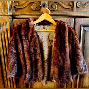 Vintage Alaska Furries Wrap Cape Brown